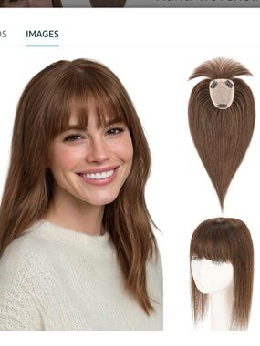 Hairro Human Hair Toppers w/ WispyBangs,3.5x4.7"for Thinning Hair,16” Dark Brown